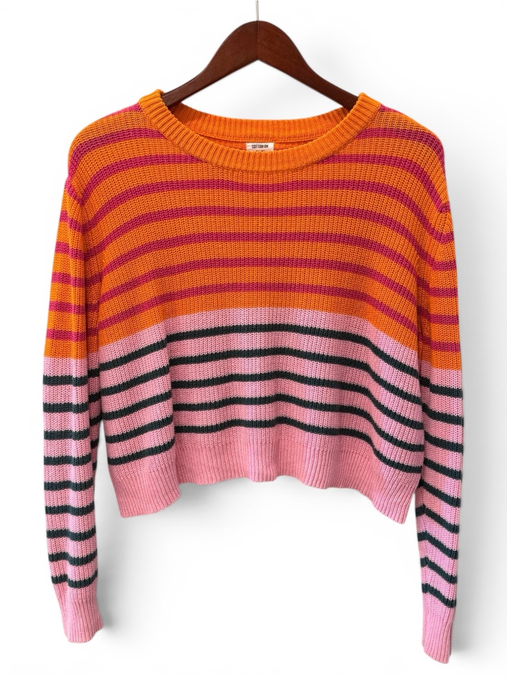 Cotton On Colorblock Striped Cropped Knit Sweater Size XS
